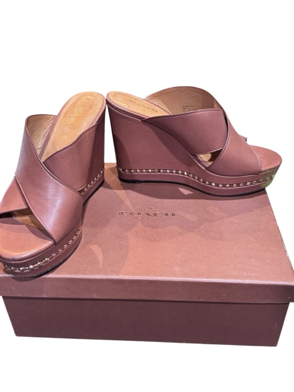 Coach Emily Wedge Slide Sandals in box - Picture 3 of 13